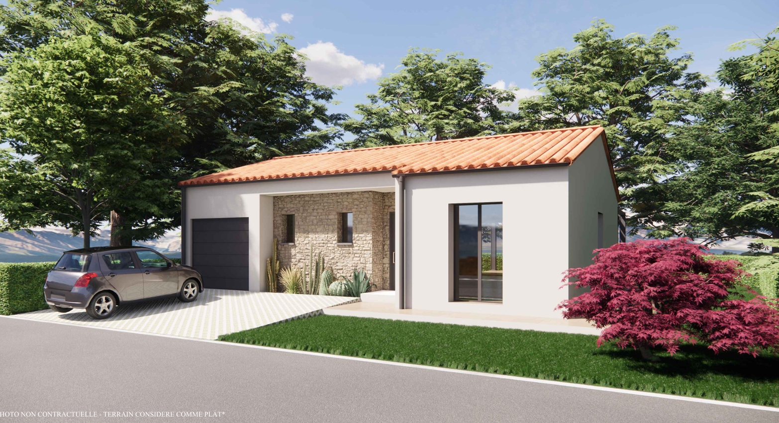 MAISON LUMINEUSE ET MODERNE DE PLAIN PIED EN 3 FACES